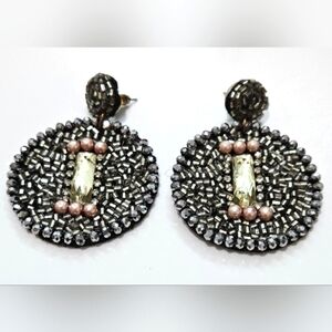 🌟NWOT  Handmade Vintage Glam  Black Beaded Crystal Earrings🌟